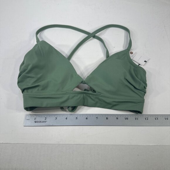 Shade And Shore Women's Size 34D Swim Top Bikini Criss Cross Straps Green New - Picture 10 of 13